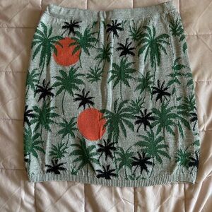 Topshop Sunny Palms Silver Knit Skirt 6